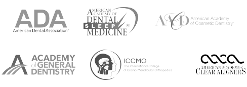 Trust Symbols Mobile Logos of professional dental organizations, indicating clinic affiliations and certifications.